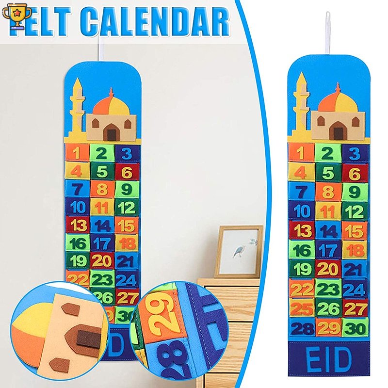 Felt Ramadan Calendar Eid Mubarak Countdown Hanging Felt Advent