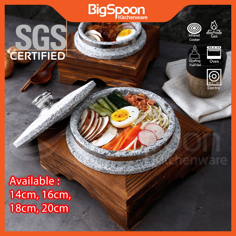[READY STOCK] Bigspoon Korean Bibimbap Stone Bowl With Wooden Stand