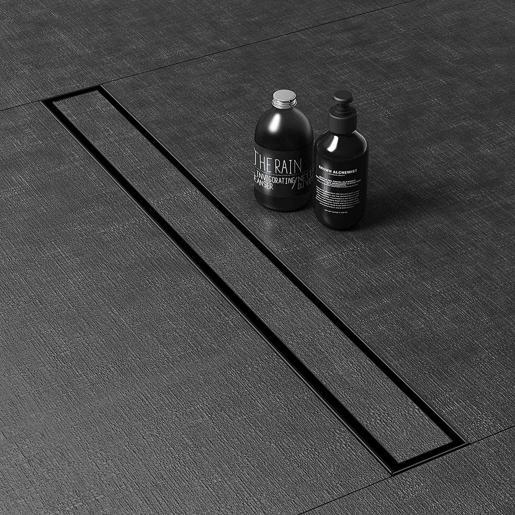 Black Shower Linear Drain Rectangular Matte Black Floor Drain with ...