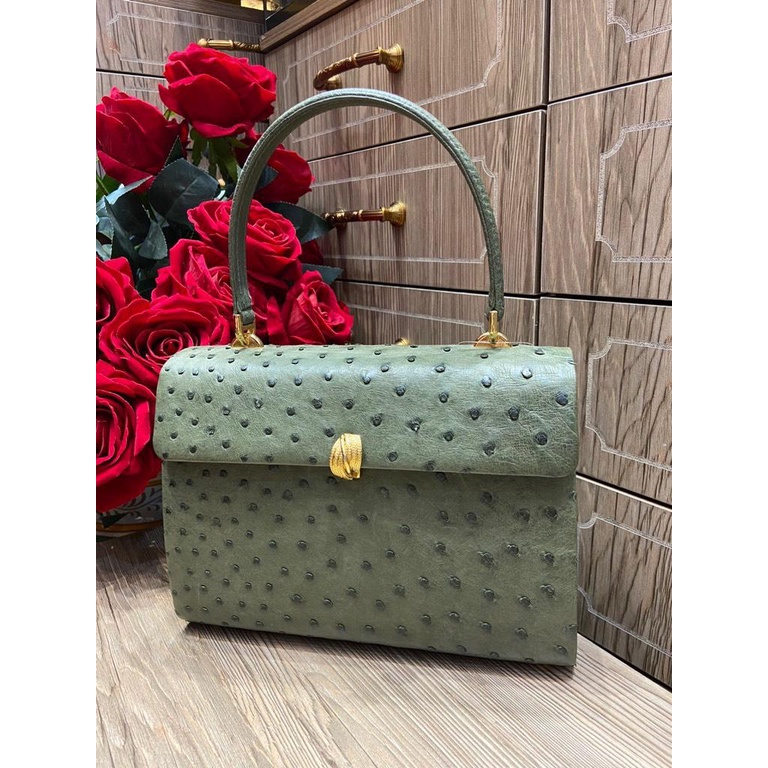 [Homiga] Handmade Ostrich Leather Handbag (OT 281898HK Blue)