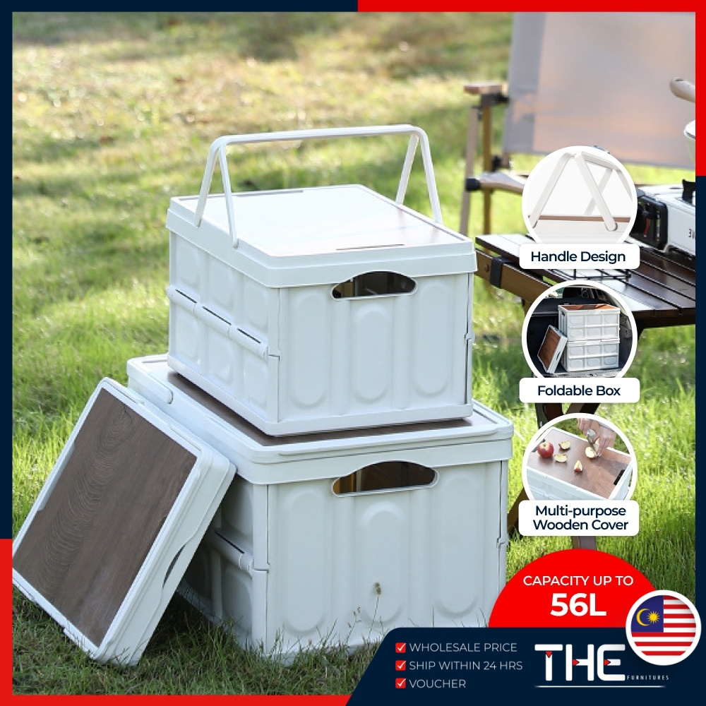 THE MultiFunctional Wooden Cover Storage Box With Handle Foldable Wood
