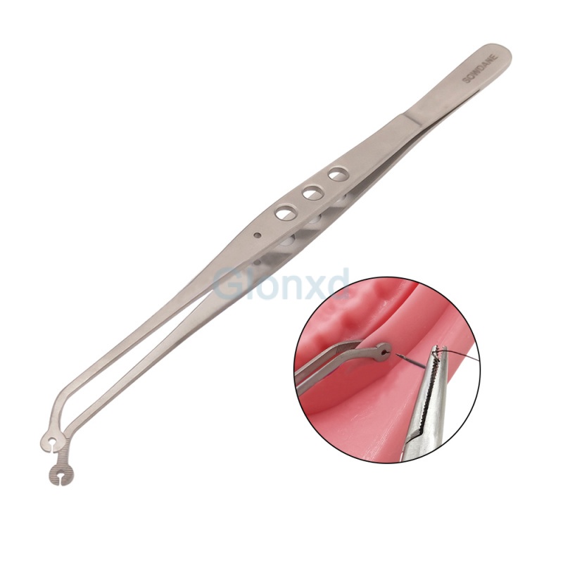 Surgical Operation Stitching Tweezer For Dental Lab (Serrated Tip