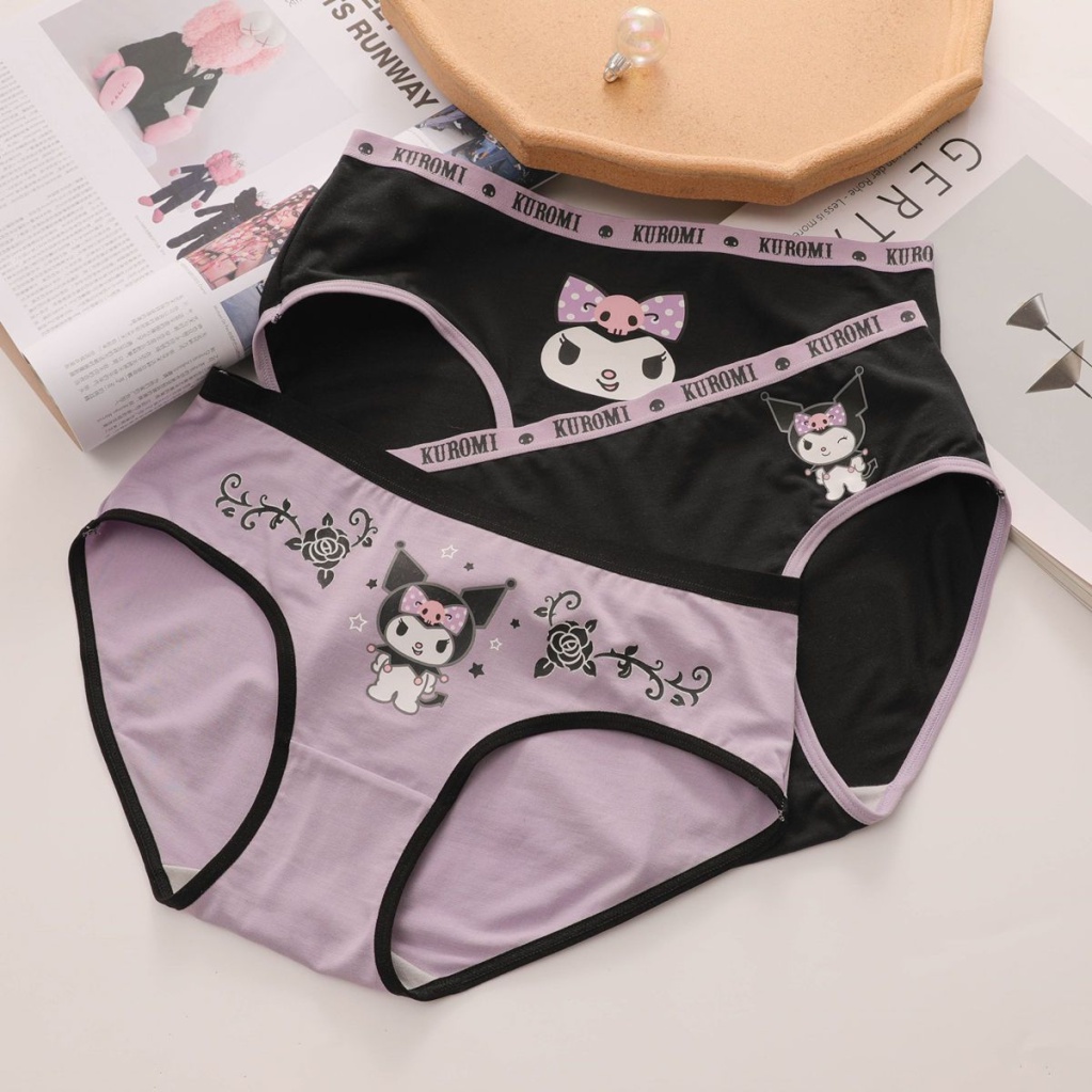 Kuromi Cotton Underwear For Women Cute Panty Middle Waist Briefs Soft ...