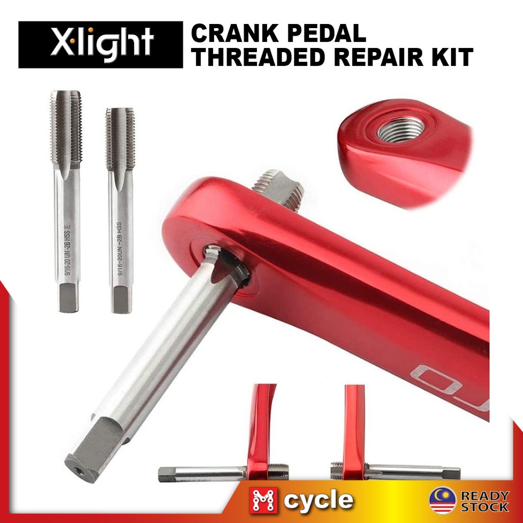 XLIGHT BICYCLE PEDAL THREAD REPAIR KIT CRANK TOOL RE THREAD THREADED ...