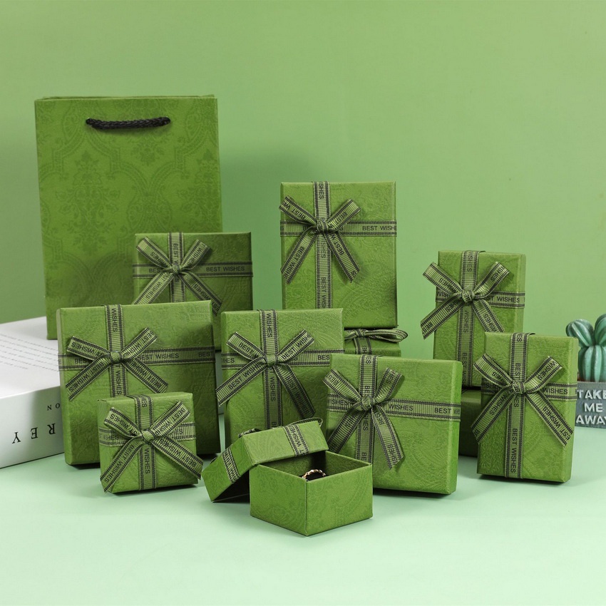 Avocado Green ins High Quality Paper Box Jewelry Storage Case Gift Box ...