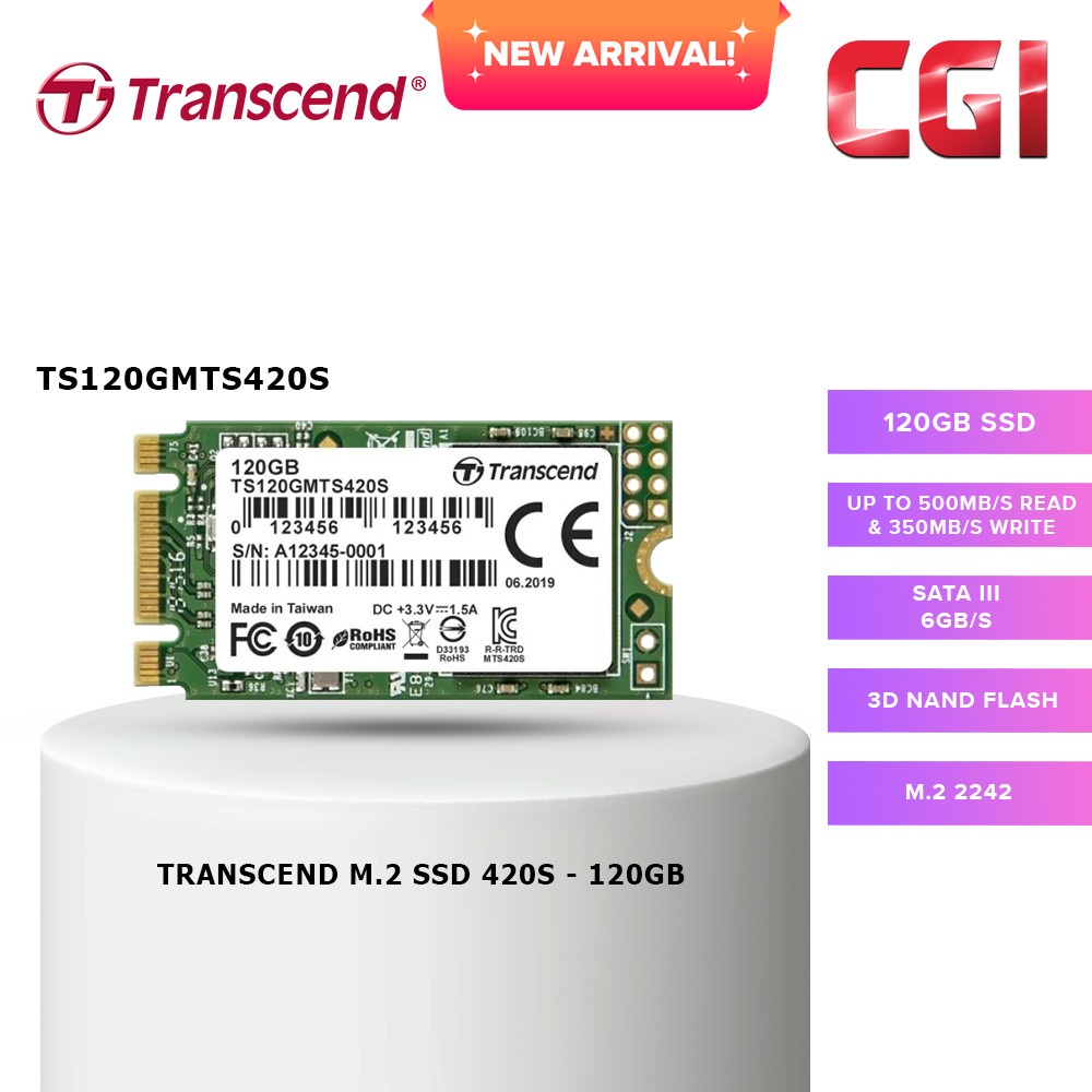 Transcend 120GB SATA 6Gb/s 3D NAND M.2 2242 SSD - TS120GMTS420S ...