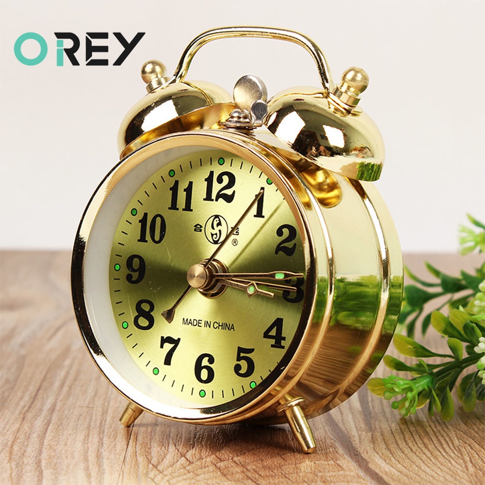 Retro Gold Mechanical Alarm Clock Vintage Manual Wind Up Clock Metal Snooze Table Clock Home