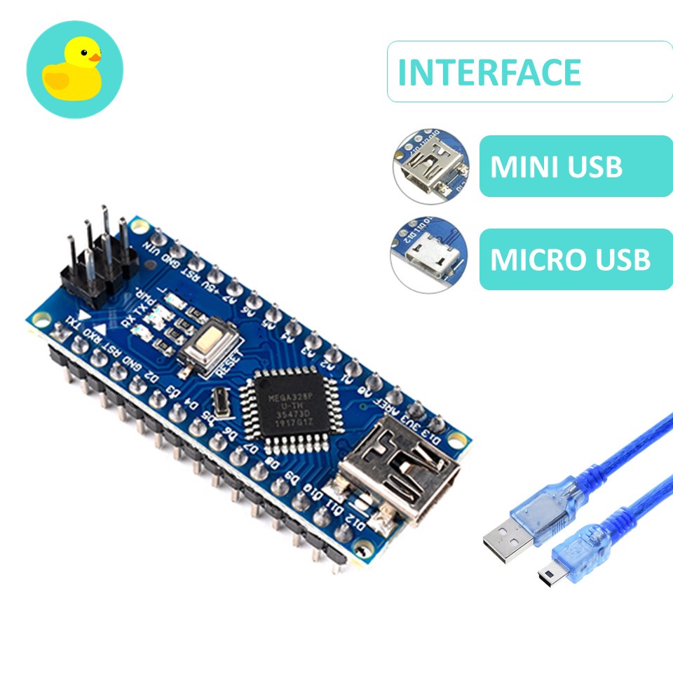 Arduino Nano V30 With Mini Usb Micro Usb Cable Shopee Malaysia 9021