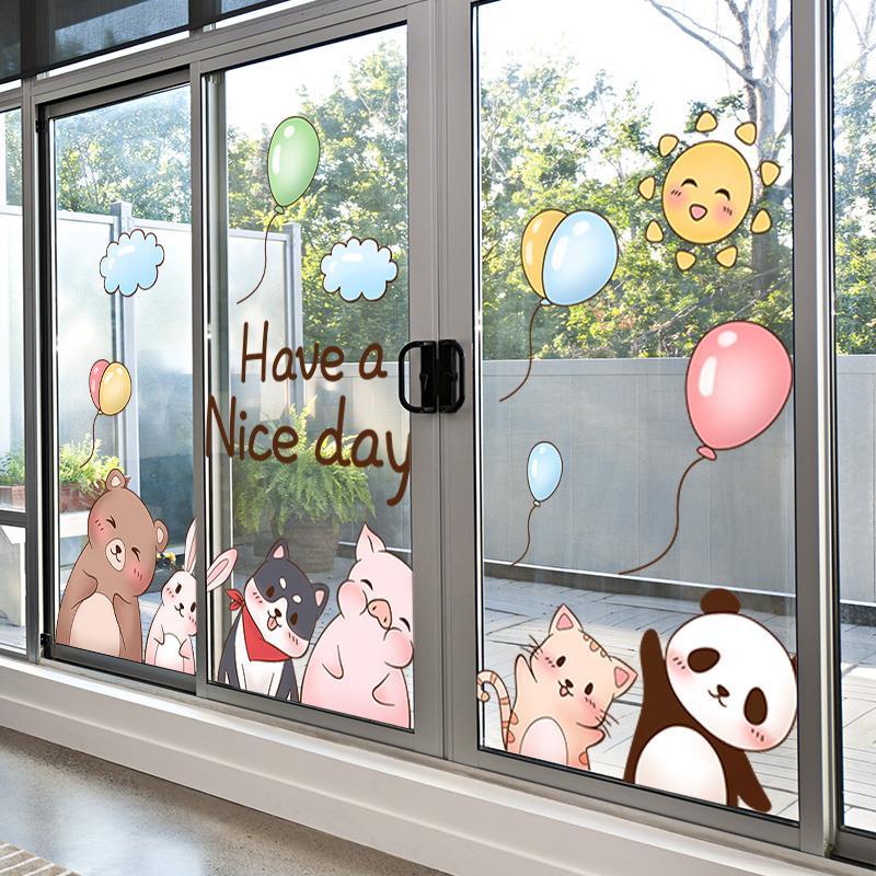 Cartoon children s wall stickers painting window glass door 3d three ...