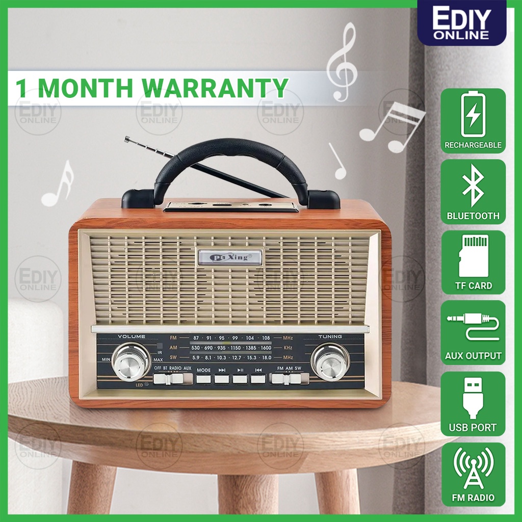 PU XING Classical Antique Vintage Retro FM Radio Rechargeable Bluetooth