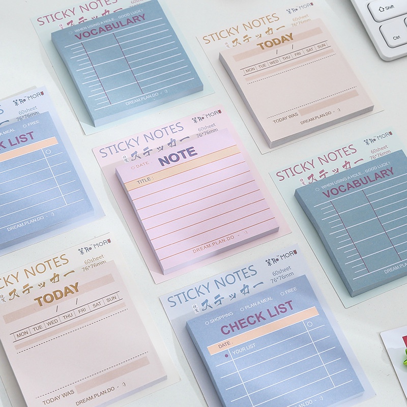 60 Sheets Sticky Notes Check List Today Note Vocabulary Sticky Notes ...