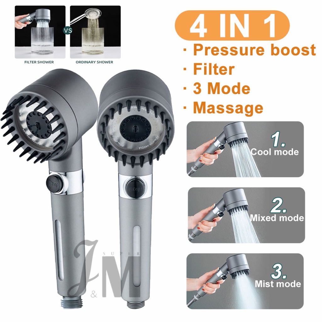 Kit 4 In 1 High Pressure Shower Head With Filter Shower Head High ...