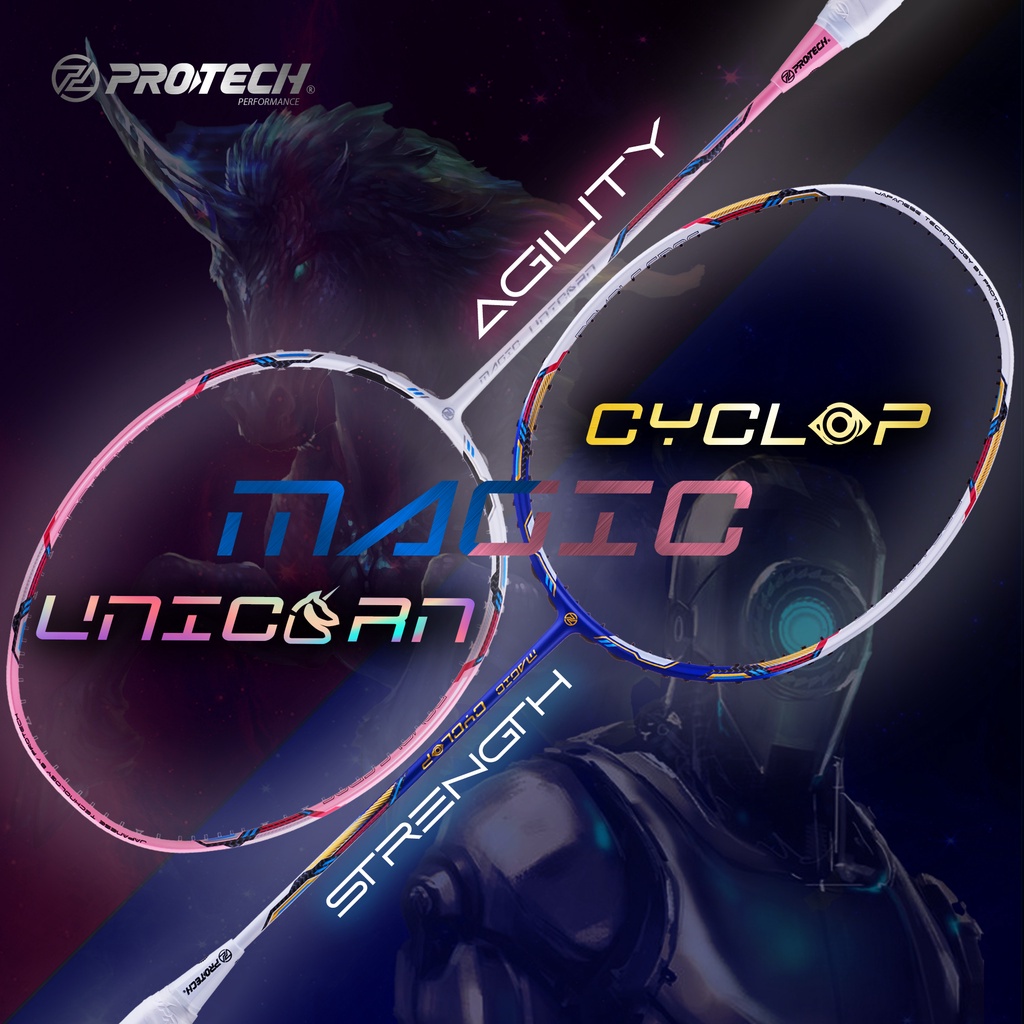 Protech - ORIGINAL Badminton Racket MAGIC UNICORN/CYCLOP (MAX 36LBS ...