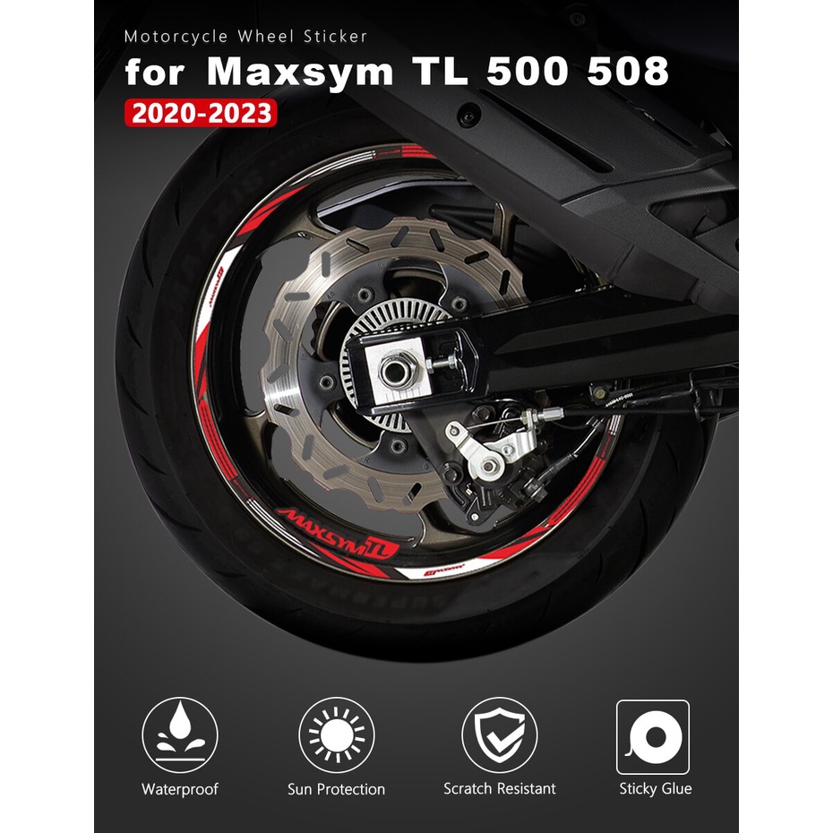 Motorcycle Wheel Sticker Waterproof Rim Stripe Maxsym TL 508 2023 for ...