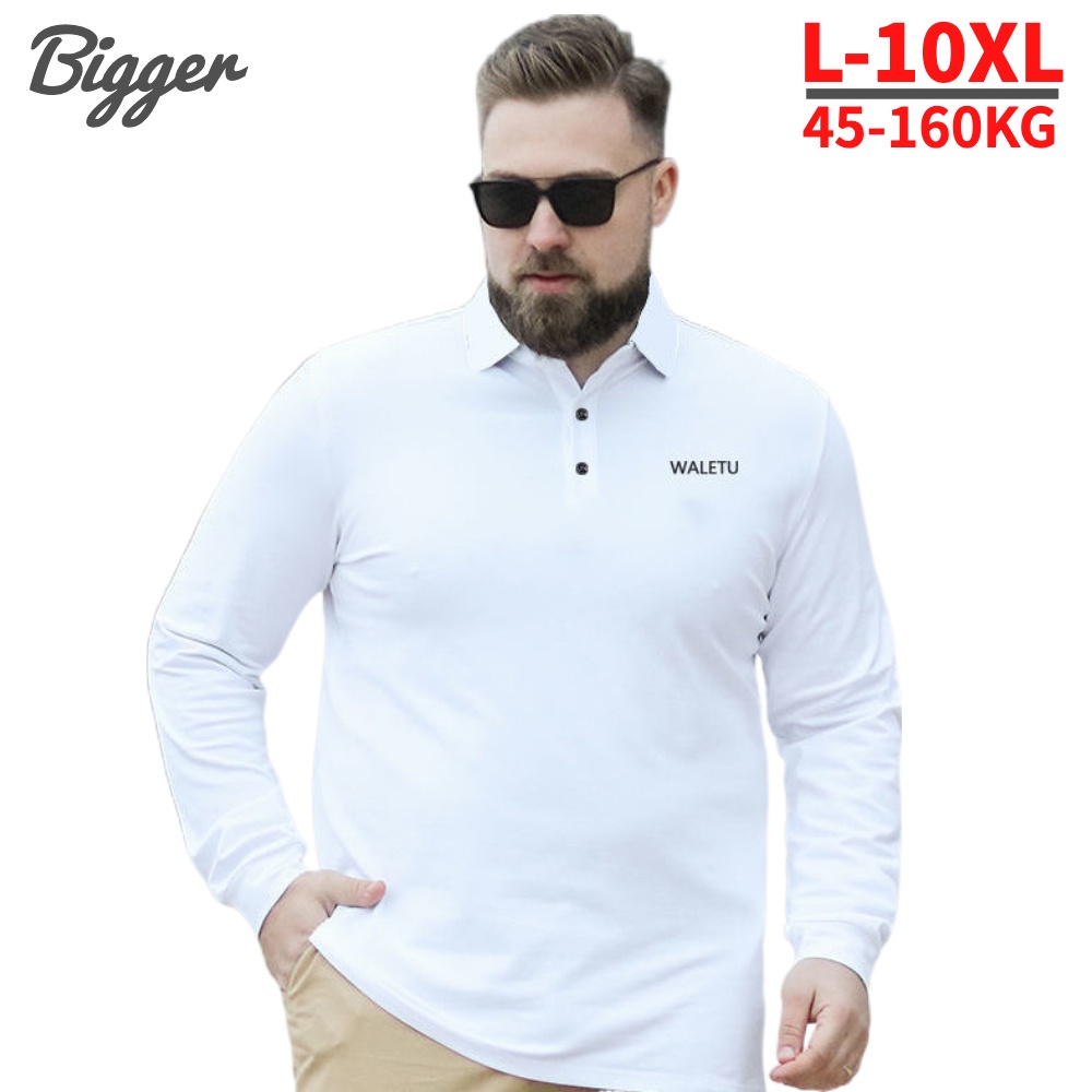 10XL Men Long Black Oversize Tshirts Casual Spring Big Polo Shirt