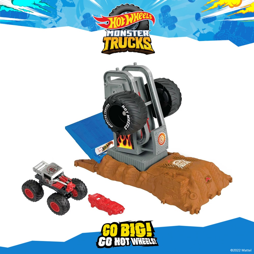 Hot Wheels Monster Trucks Arena Smashers Bone Shaker Tire Press