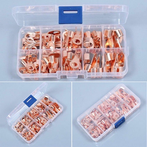 60/70/90/104pcs Tinned Copper Lug Rinng Terminals Kit Open Cable