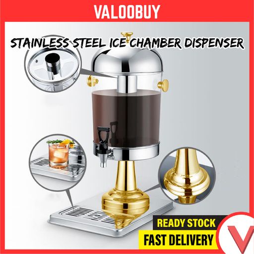 8Liter Single Stainless Steel Ice Chamber Beverage Dispenser Bekas Air Transparent with Ruang