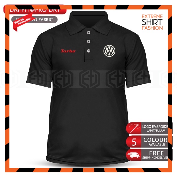 Microfiber Polo T-Shirt Sulam Volkswagen Turbo Tiguan Golf GTI Racing ...