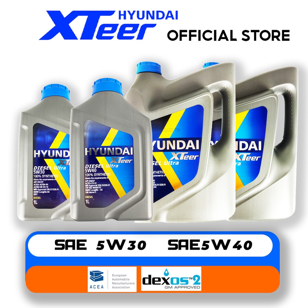Hyundai XTEER Diesel Ultra 5W30/5W40 Fully Synthetic Dexos2 | Shopee ...
