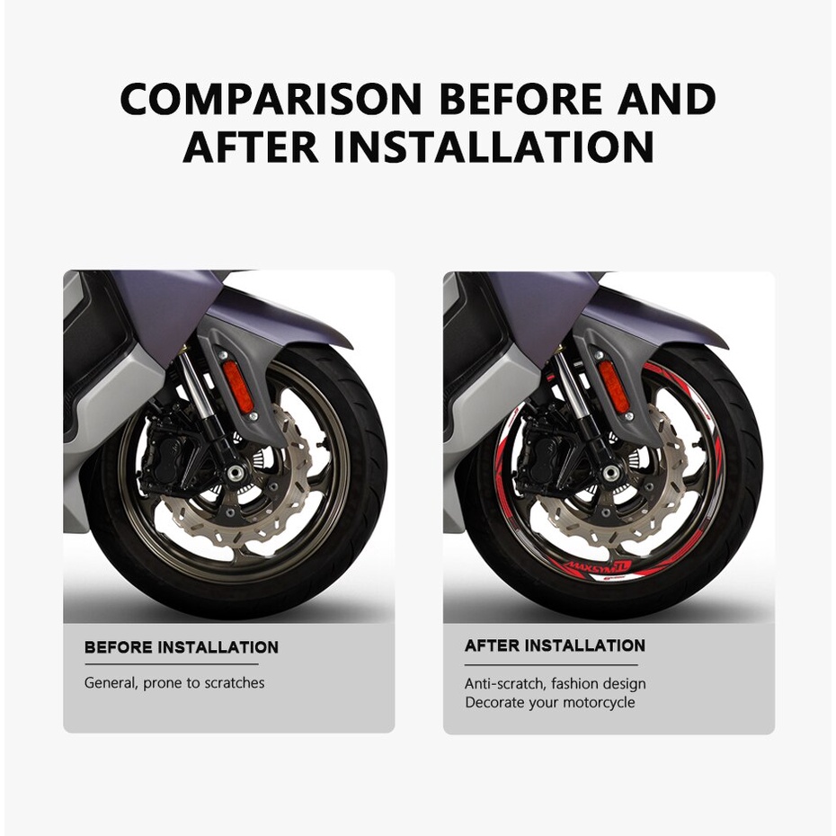 Motorcycle Wheel Sticker Waterproof Rim Stripe Maxsym TL 508 2023 for ...