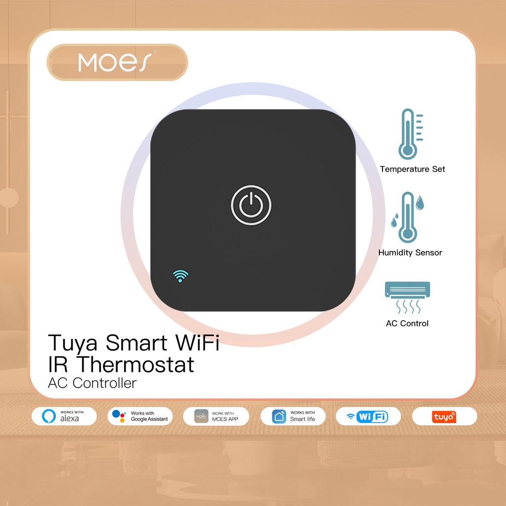 Moes Tuya Wifi Ir Thermostat Ac Controller Remote Control Temperature And Humidity Sensor Smart