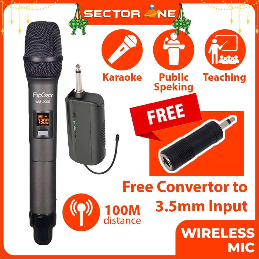 Wireless Mic Professional Mic Vinnfier FlipGear WM1000U UHF with