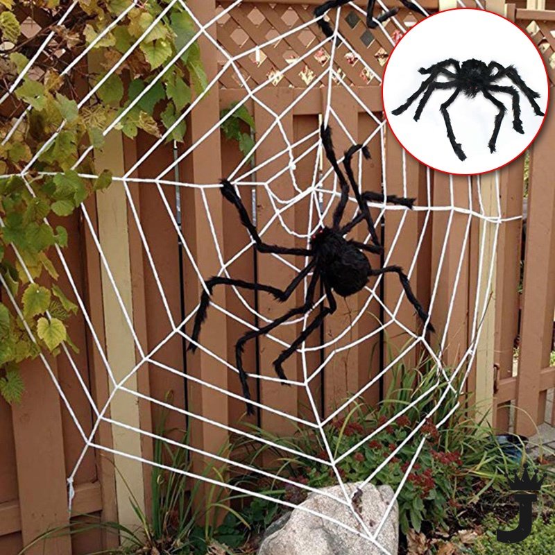 JK Spider Web Stretchable CobWeb Webbing Decorations with Spider for ...