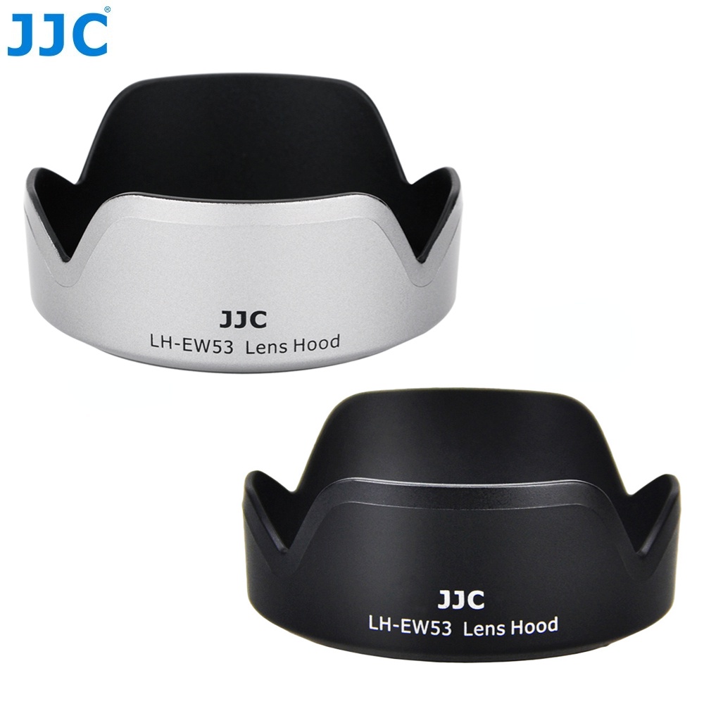 JJC LH-EW53 - Paraluce a baionetta dedicato, compatibile con Canon EF-M 15-45 mm f/3.5-6.3 è obiettivo STM, paraluce EFM 15 45 mm STM, EF M 15-45, EW53, ricambio del cappuccio EW-53 nero