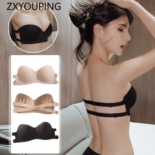 ZXYOUPING KIT 3 Women Seamless Bra,Strapless Push Up Bra Backless Strap Beautiful  Back Bras for Invisible Invisible Gathered Brassiere