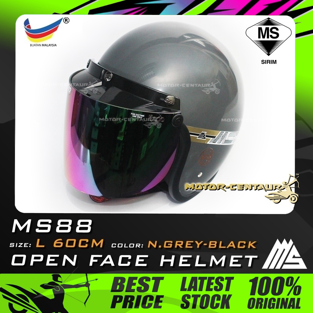 SET KOMBO TOPI KELEDAR MS88 HELMET NANO GREY SIZE L 60CM (SIRIM