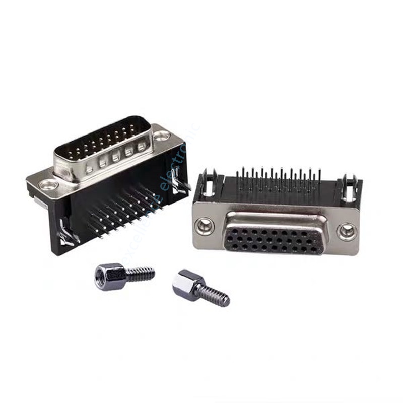 2pcs/lot D-sub DB26 HDR26 Connector Male/Female Plug 26-pin 3-Row Right ...