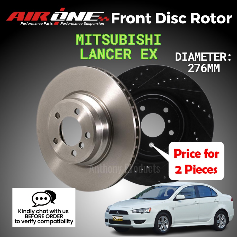 Detroit Axle 276mm Front Brake Rotors For Mitsubishi Lancer (2008-2016) - Pair With Hardware