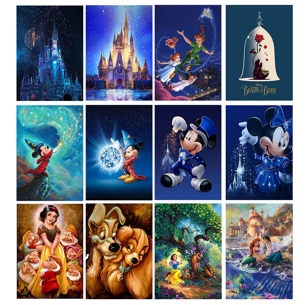 Disney Cartoon Character Castle Digital Oil Painting Paint By Number ...