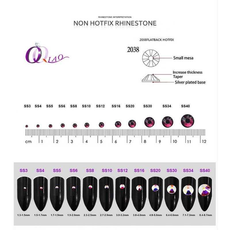 SS4-SS34 Pink Light Rose Color Rhinestone for Nail Art, Flat back Non ...