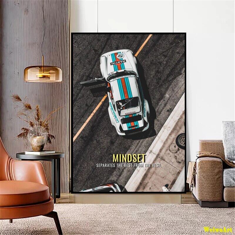 Porsches Mindset Sport Car Poster Wall Art Racing Canvas Painting
