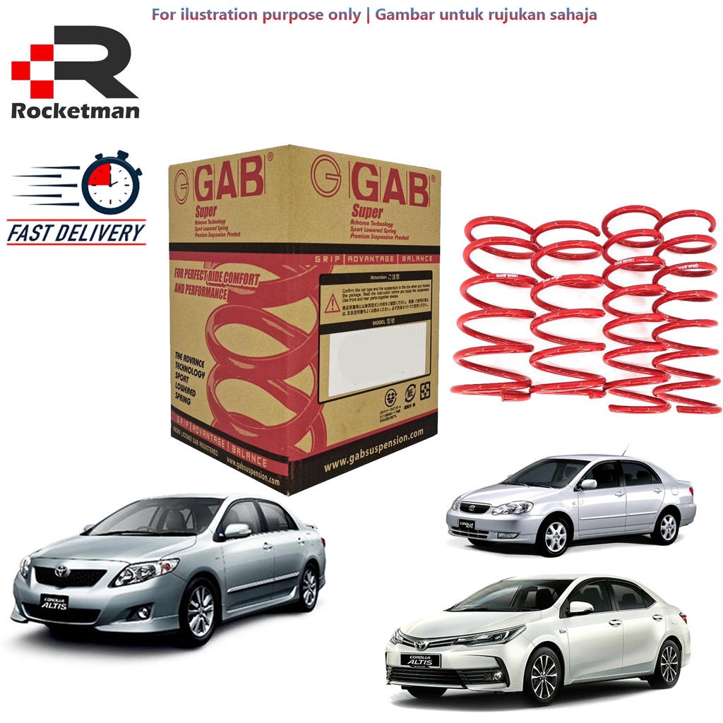 GAB SUPER SPORT LOWERED COIL SPRING SET TOYOTA COROLLA ALTIS ZRE172 ...