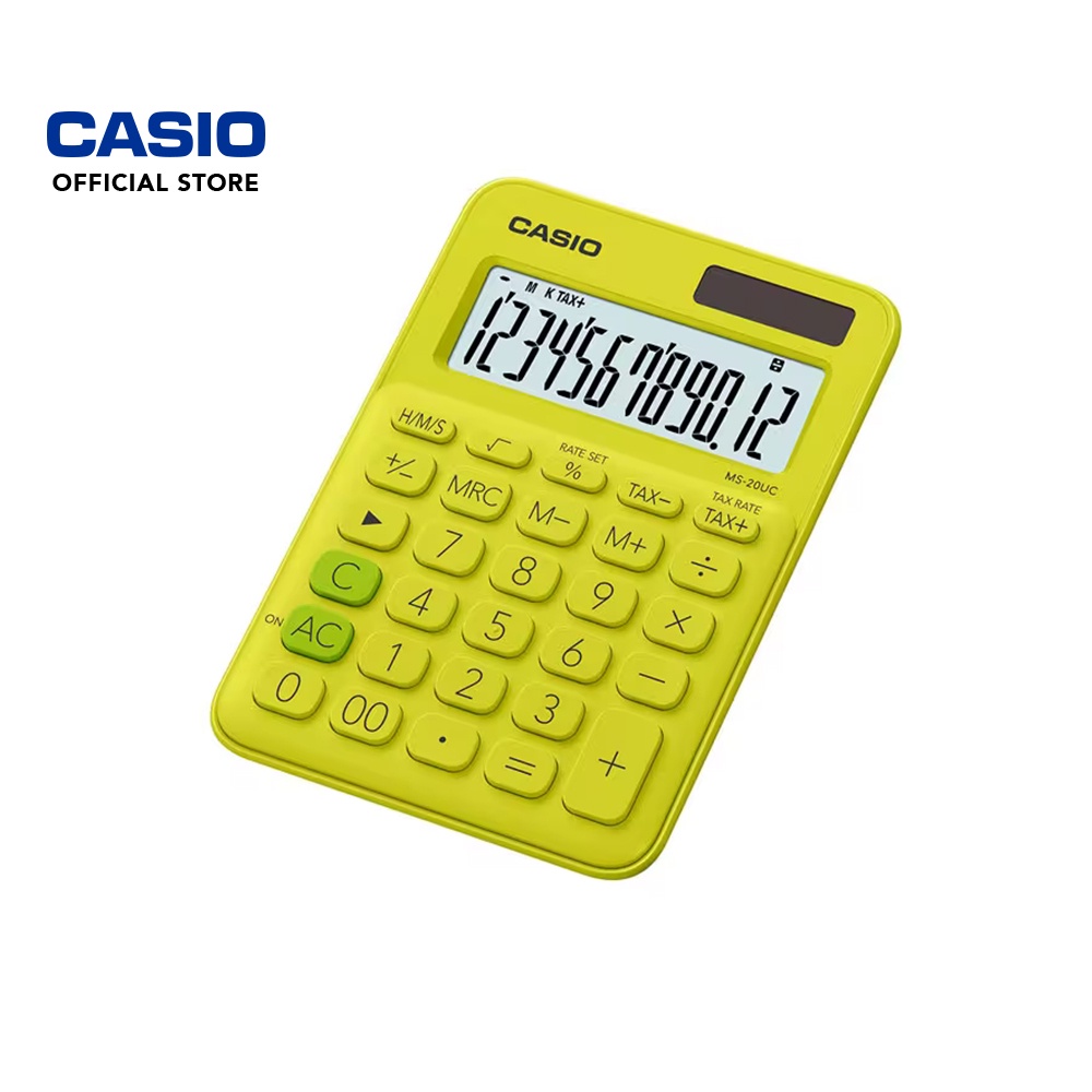 Casio 12-Digit Mini Desk Calculator Yellow MS-20UC-YG