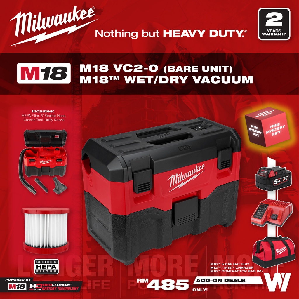 Milwaukee m18 vc2 hot sale