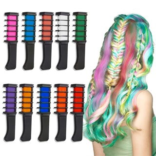 Glow Temporary Hair Chalk Comb, Glow in The Black Light Washable Hair Color  Comb for Girls Kids Non-Toxic Hair Dye for Birthday Halloween Cosplay Party  