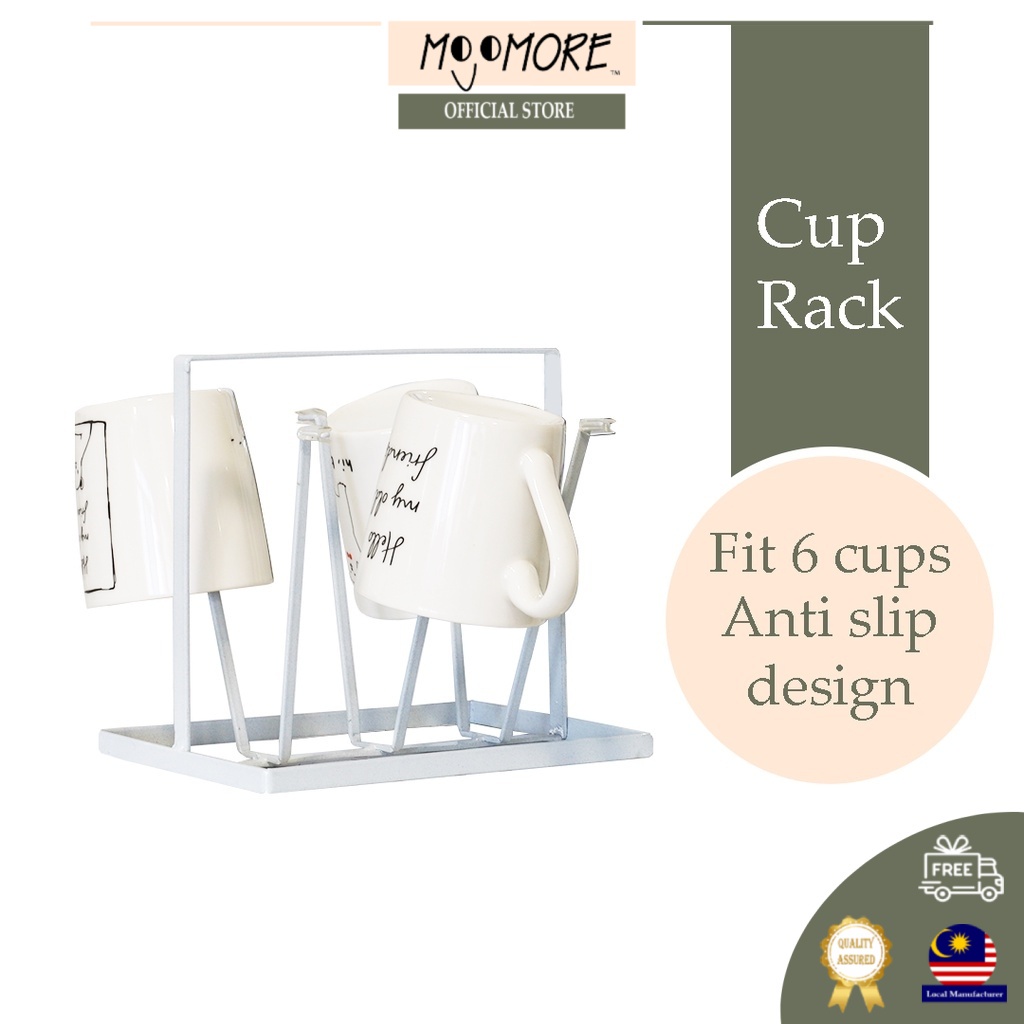 Rak Gelas Cawan Cup Storage Rack Drying Draining Glass Holder With 6 Cup Hanger Shopee Malaysia 0617