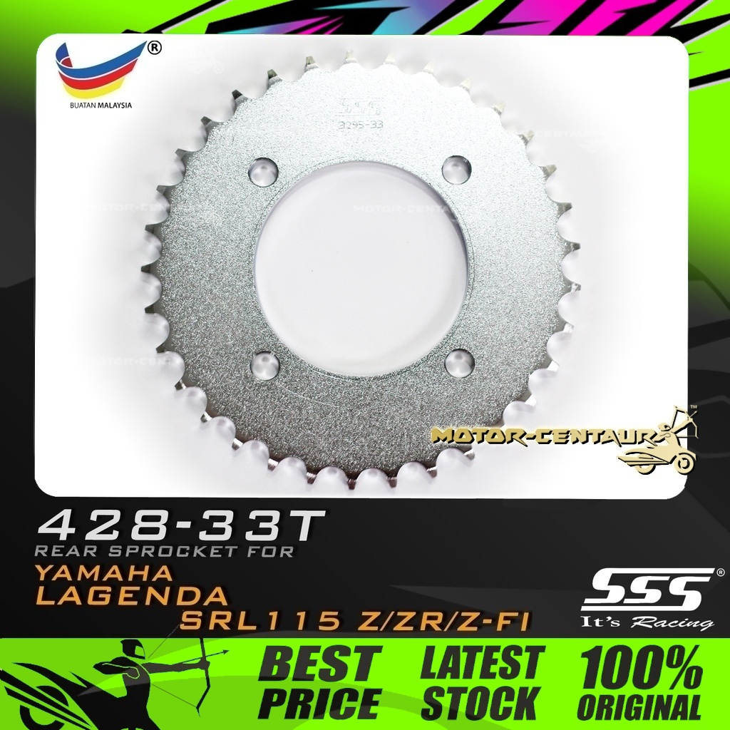 GEGANCU BELAKANG SSS STEEL REAR SPROCKET SRL115-428-33T FOR YAMAHA ...