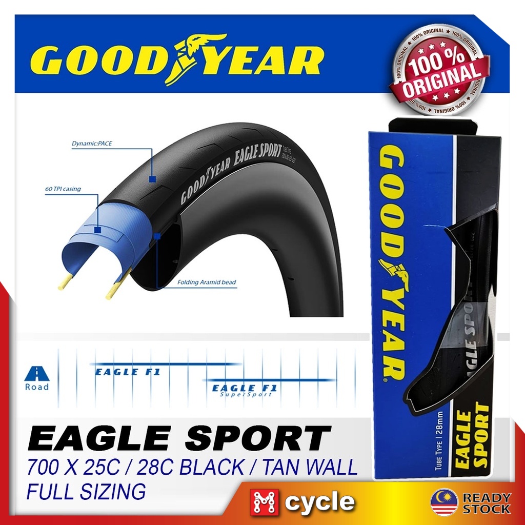 Goodyear Eagle Sport 700c Road Bike Tire 25c 23c 28c Clincher Tube