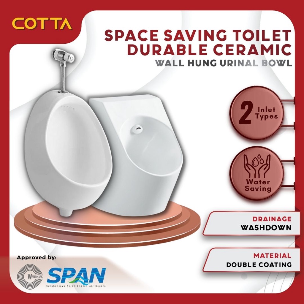 COTTA Wall Hung Urinal Bowl Bathroom Toilet Bowl Toilet Urinal Bowl