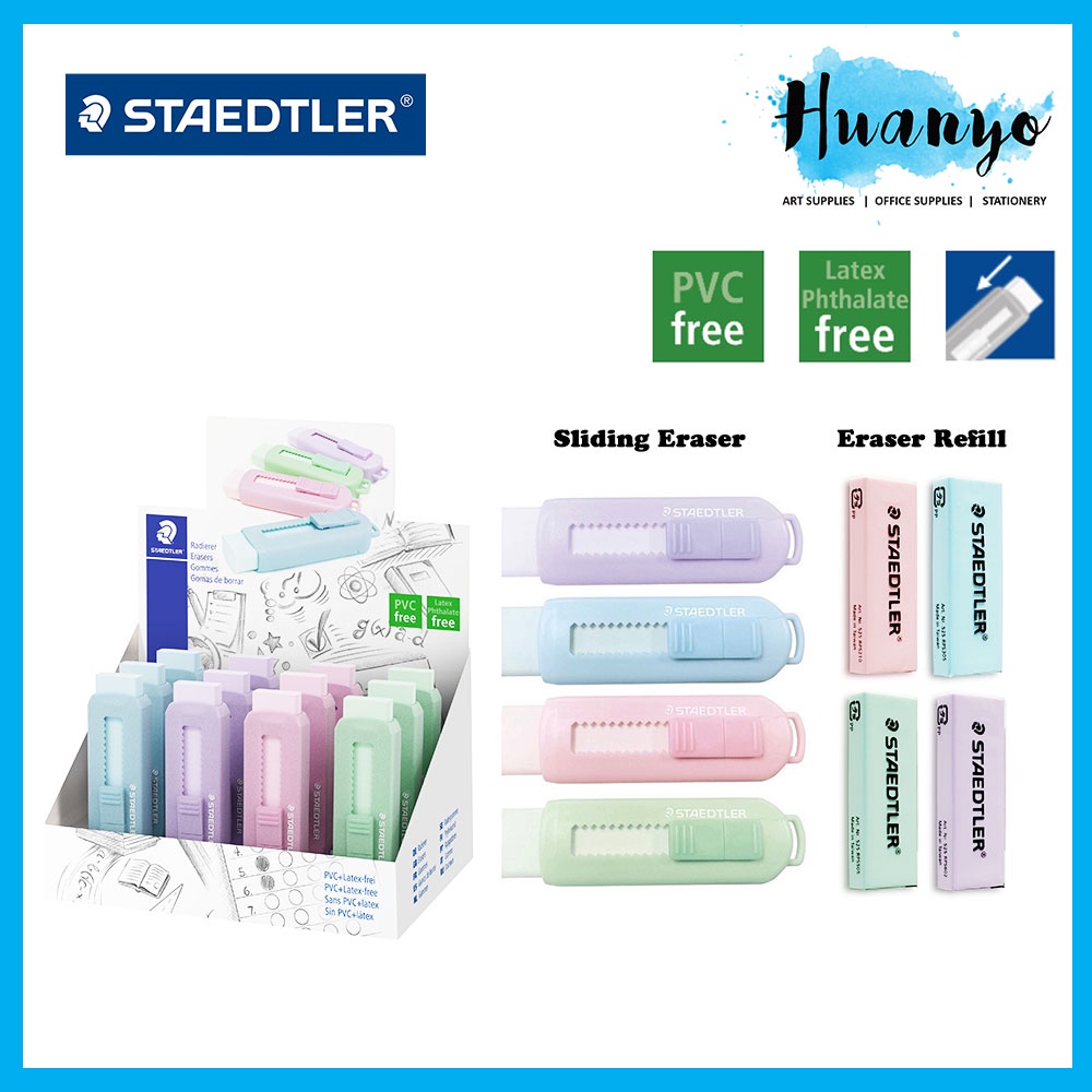 Staedtler PVCFree Eraser Pen With Sliding Plastic Sleeve / Eraser Refill (Pastel Colour, Purple