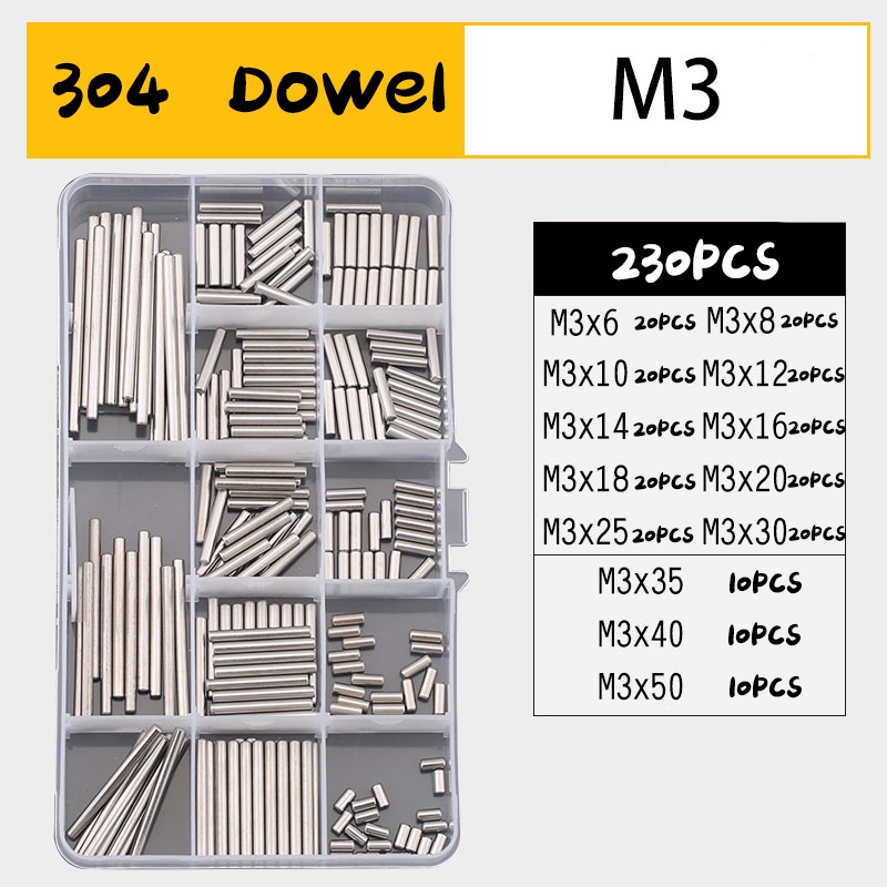 100300Pcs Dowel Pin 304 Stainless Steel Cylindrical Pin Locating Pin