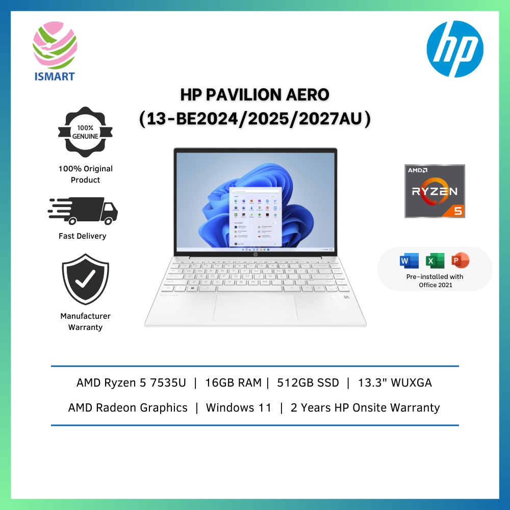 HP Laptop Pavilion Aero 13be2024/2025/2027AU 13.3" White, Gold, Silver