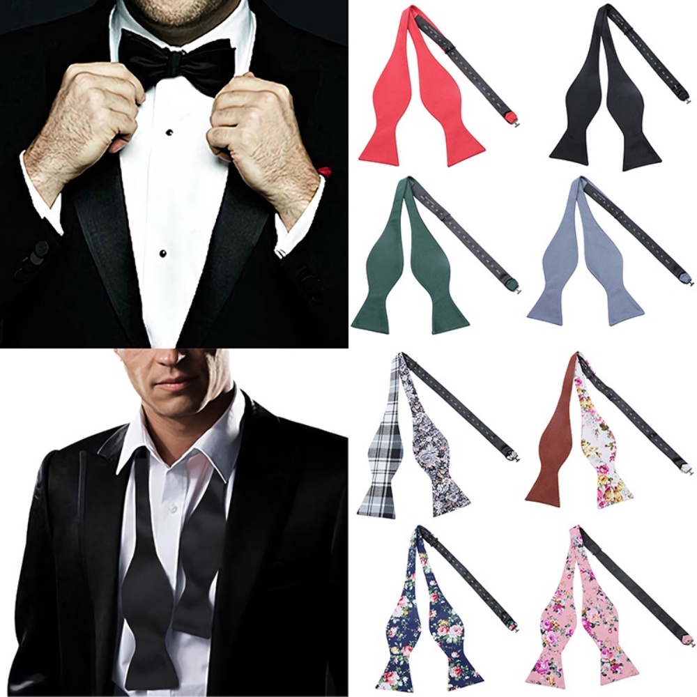 Bow Tie For Men Polyester Solid Pretied Bowties Adjustable 5 thumbnail image