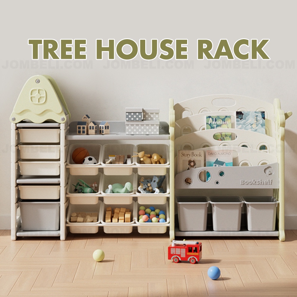 TREE HOUSE RACK (Multiple Sizes) House Design Kids Storage Rack Children Storage Toy Rack Bins