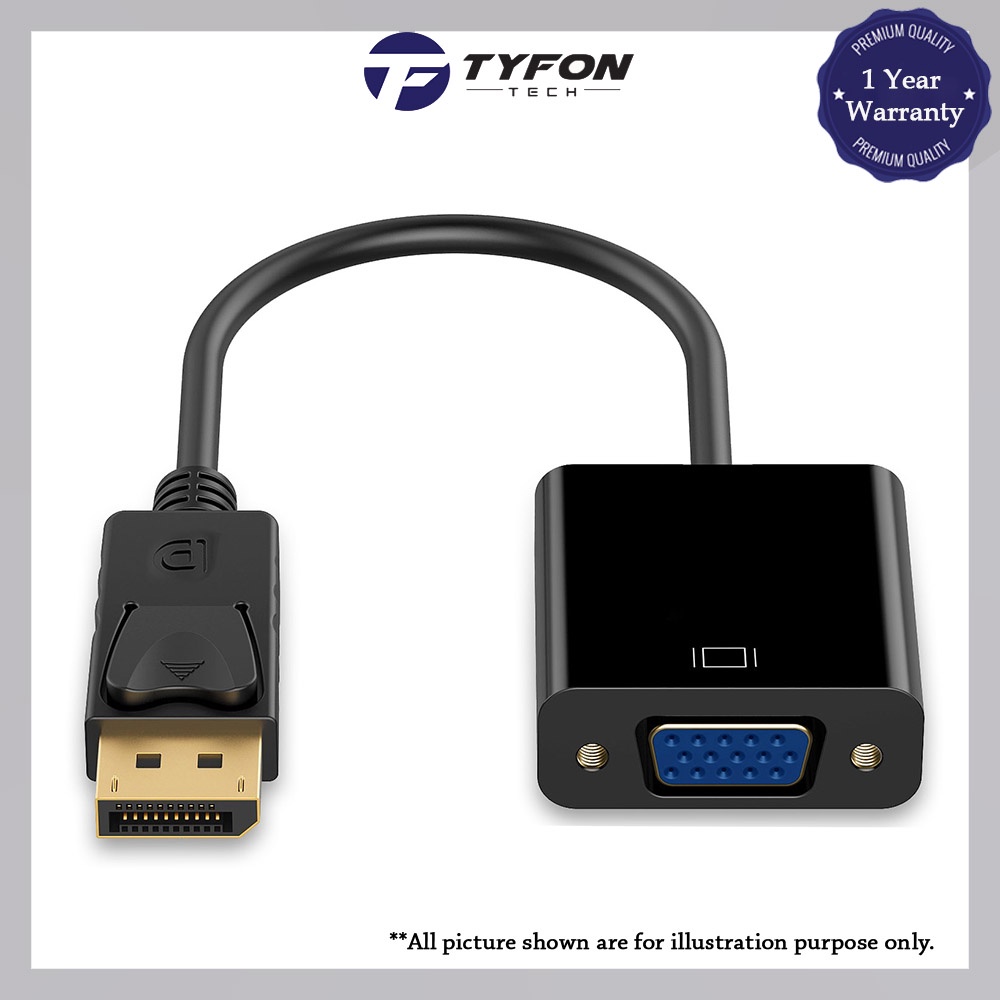 Mini DisplayPort 1.2 Male to VGA Female Adapter 1080P FHD Black